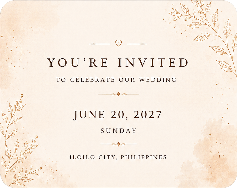 You're invited on June 20, 2027 in Iloilo City, Philippines
